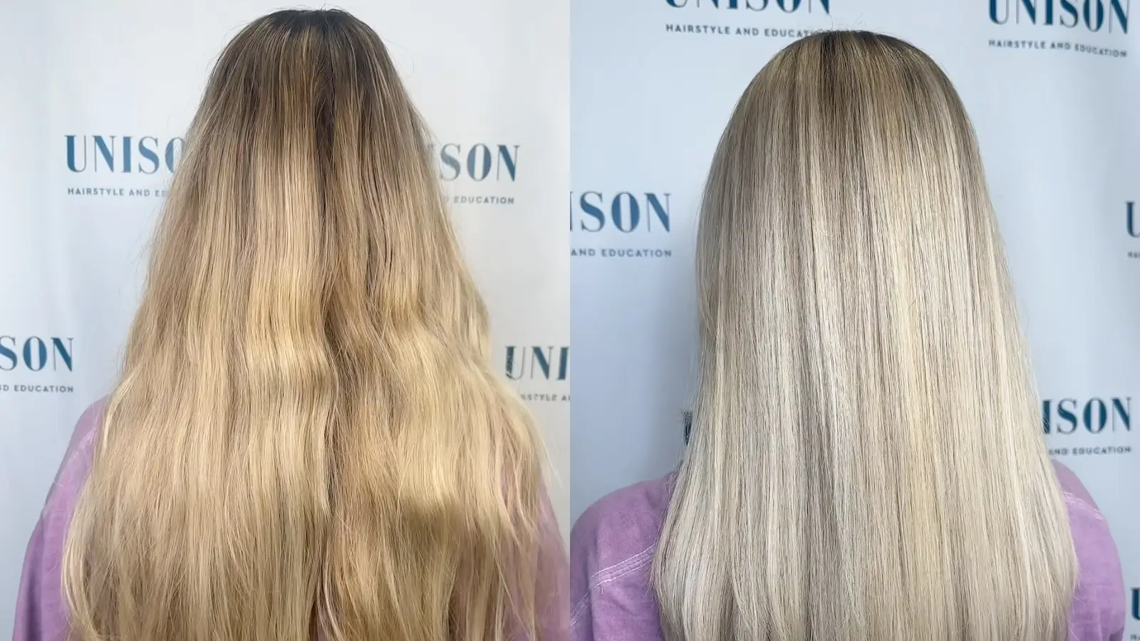 Balayage Vorher-Nachher – Aufhellung Mit Weichem Farbverlauf Balayage Vorher-Nachher: Zu Dunkle Ausgangsbasis Aufgehellt Mit Weichem Farbverlauf Zum Ansatz